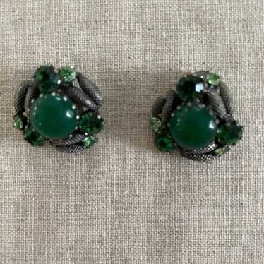 Vintage Estate 5.00 Carat hot Emerald Filigree Earrings In 925 Solid Sterling Silver 654