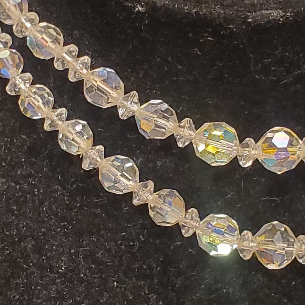 Vintage faceted ab Crystal beaded collar necklace… - image 10