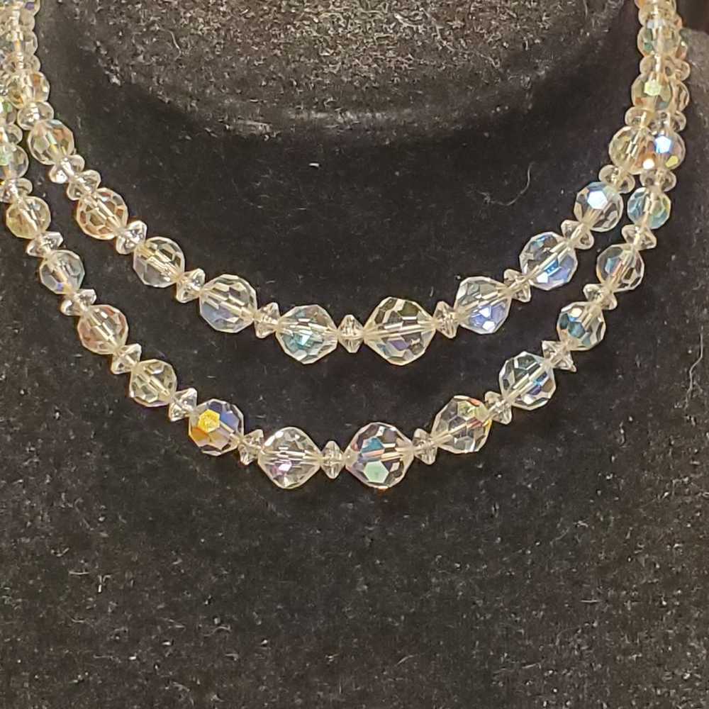 Vintage faceted ab Crystal beaded collar necklace… - image 1