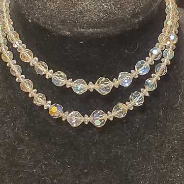 Vintage faceted ab Crystal beaded collar necklace… - image 1