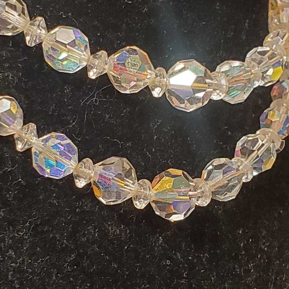 Vintage faceted ab Crystal beaded collar necklace… - image 5