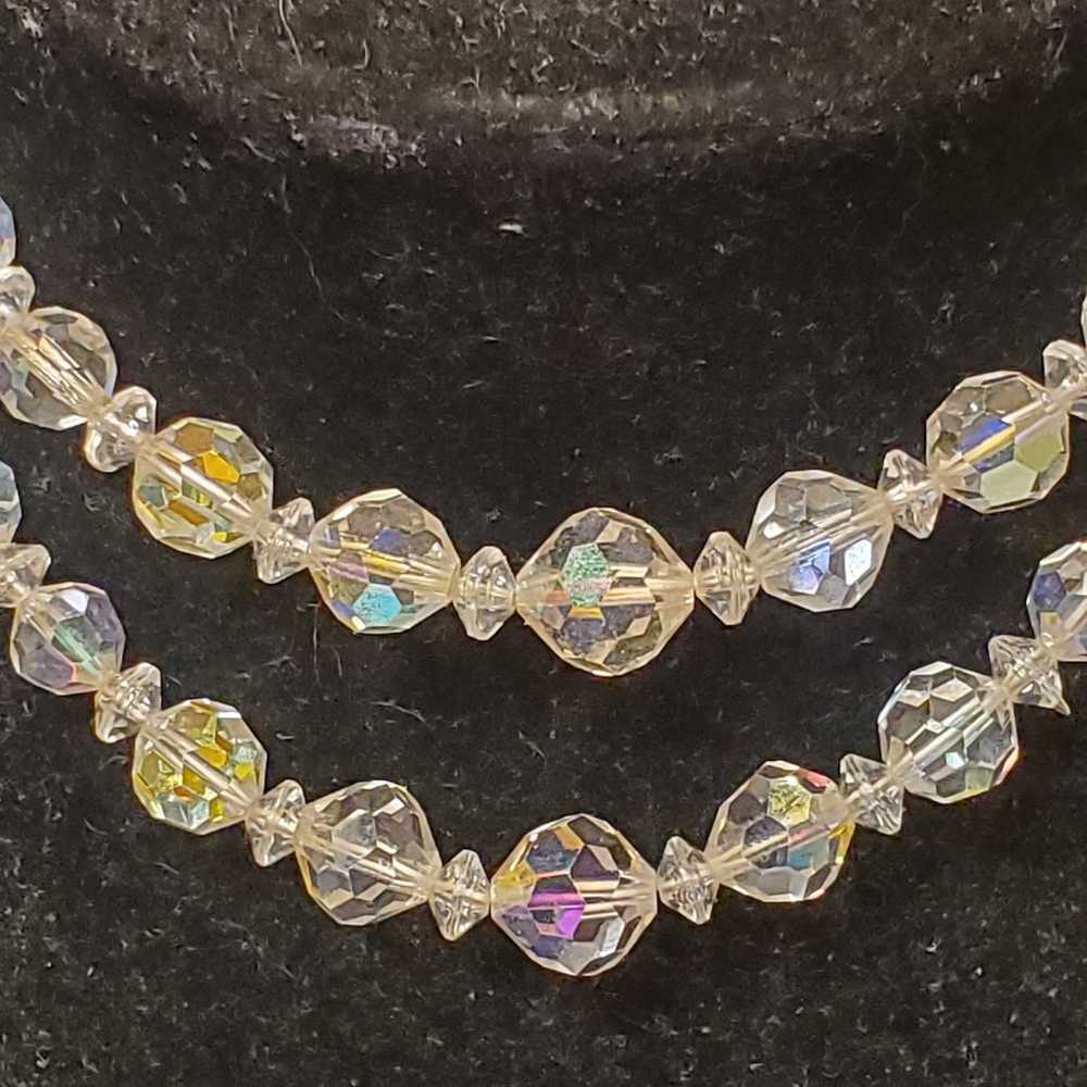 Vintage faceted ab Crystal beaded collar necklace… - image 9