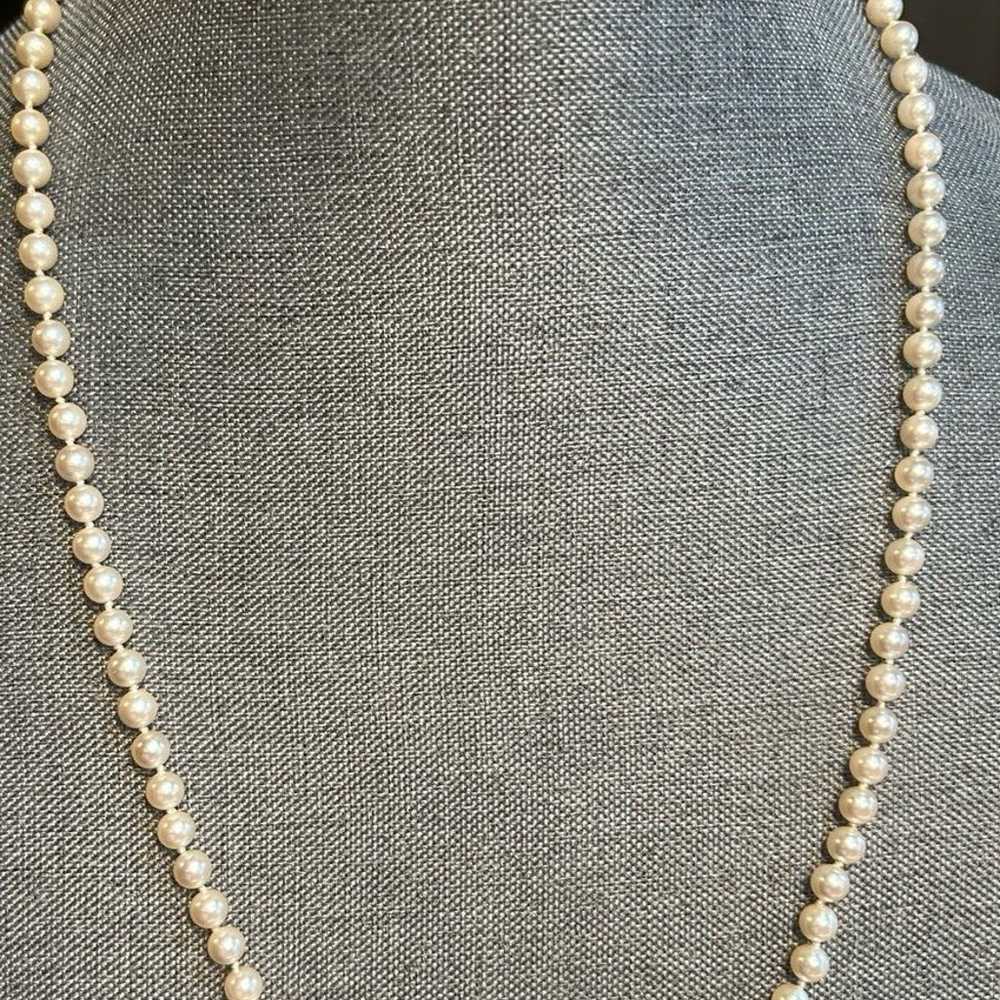 Vintage White 8mm Freshwater Pearl Strand Sterlin… - image 2