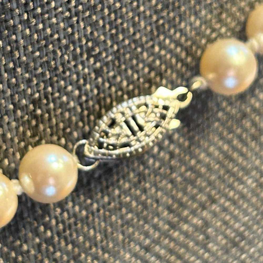 Vintage White 8mm Freshwater Pearl Strand Sterlin… - image 3