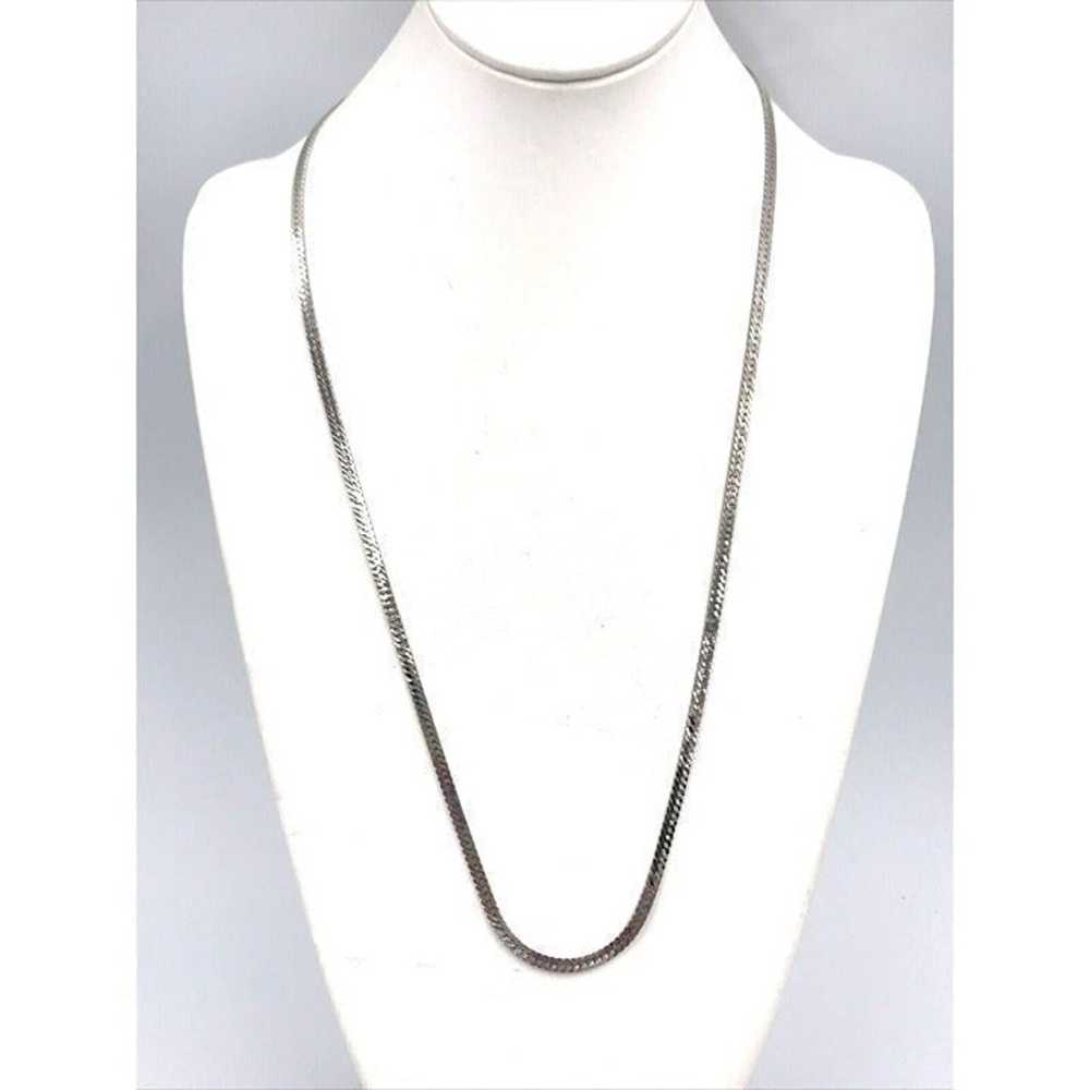 Vintage Monet Silver Tone Herringbone Chain Neckl… - image 1