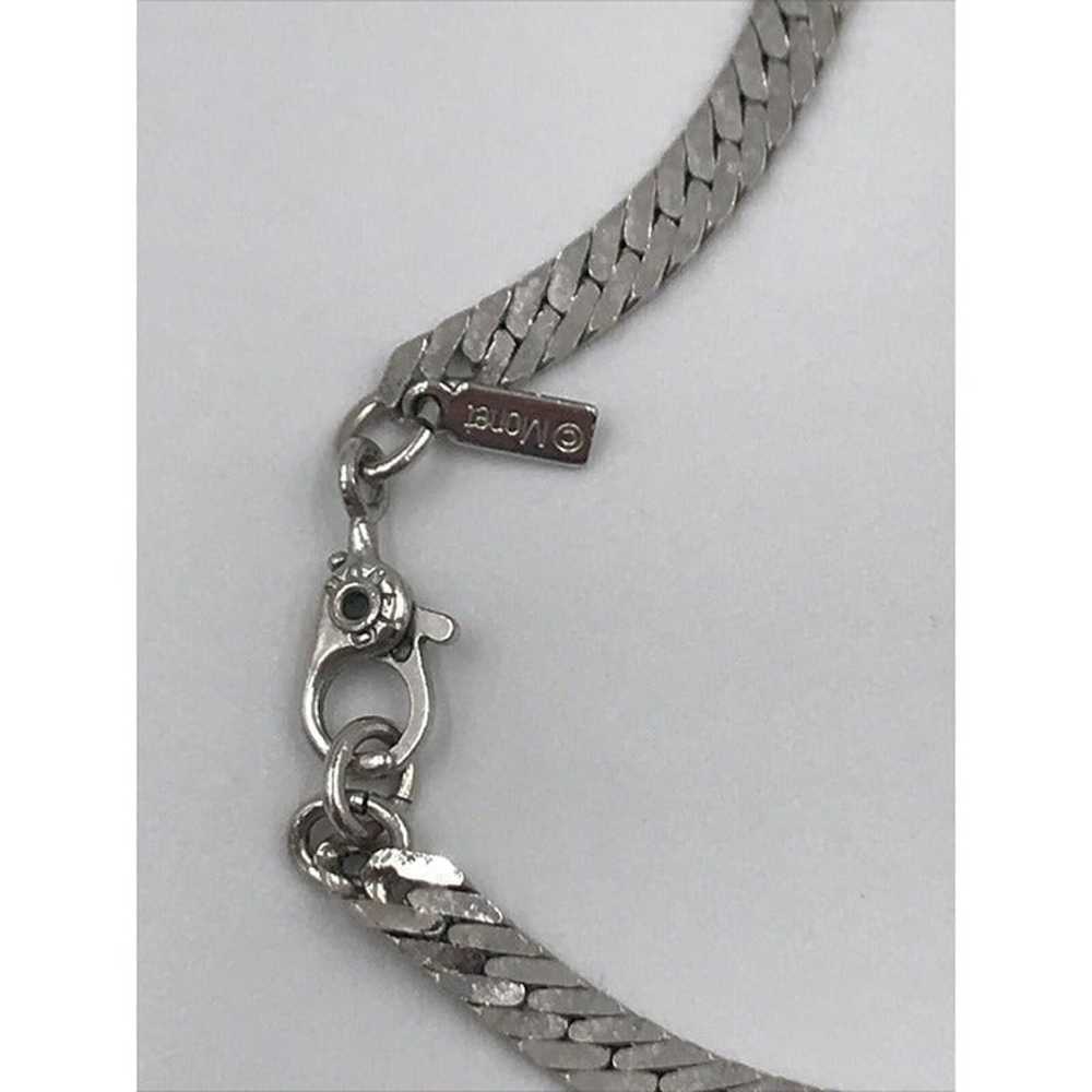 Vintage Monet Silver Tone Herringbone Chain Neckl… - image 5