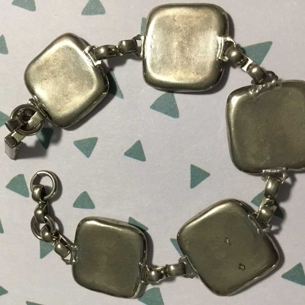 Vintage square linked abalone bracelet - image 2