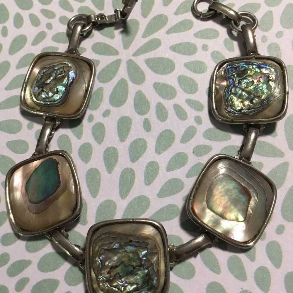 Vintage square linked abalone bracelet - image 6