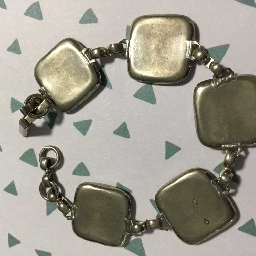 Vintage square linked abalone bracelet - image 8