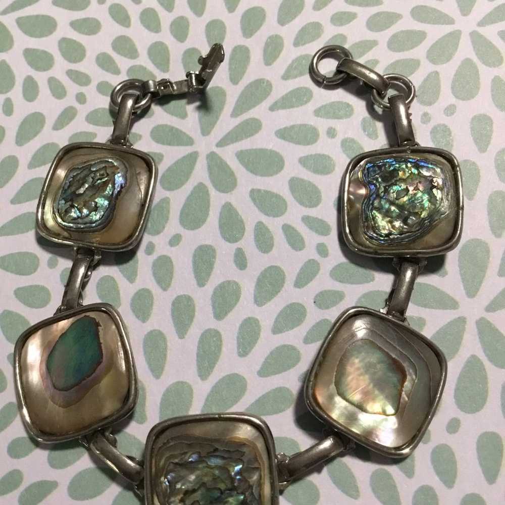 Vintage square linked abalone bracelet - image 9