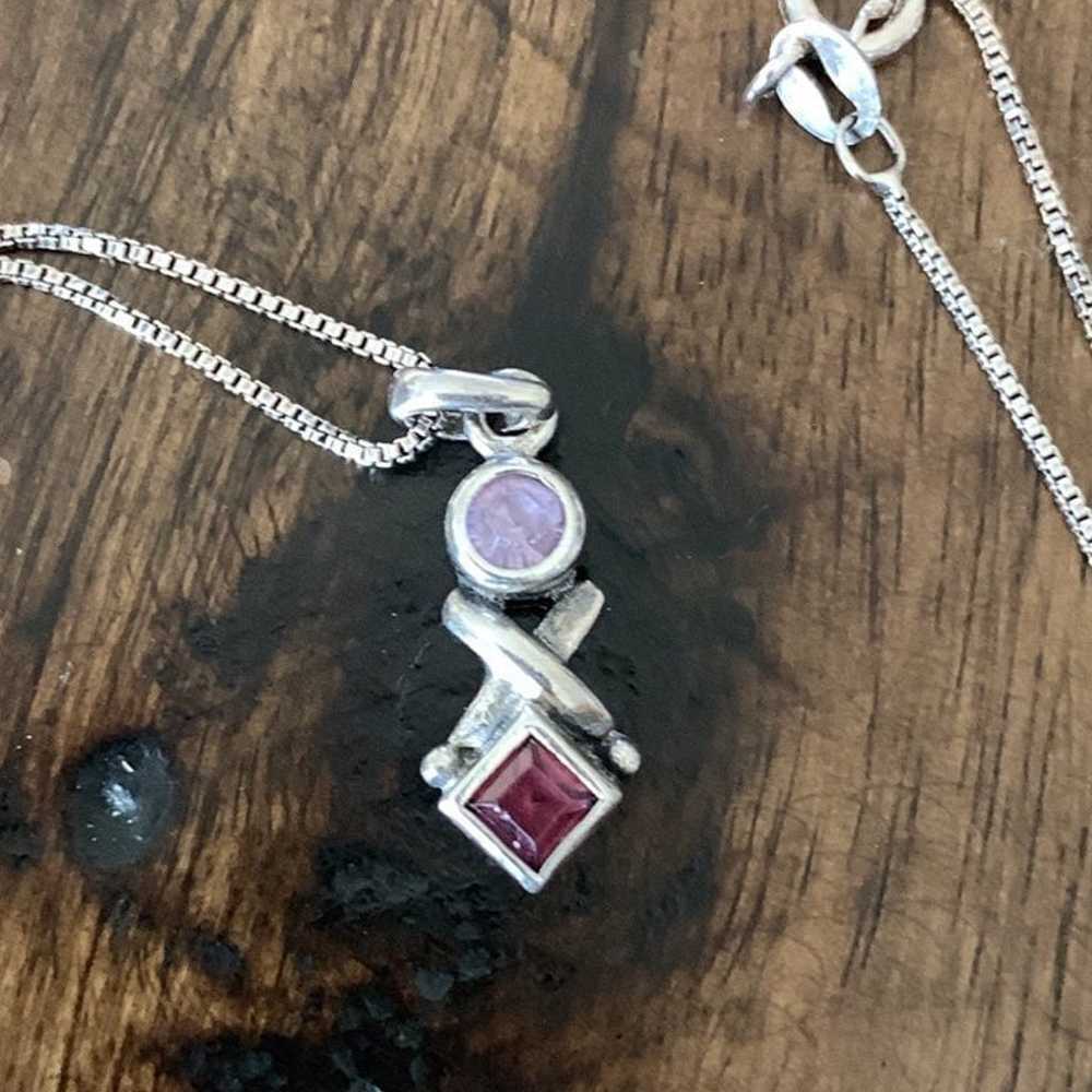 Sterling silver gemstone pendant necklace - image 1