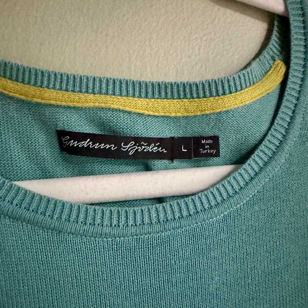 Gudrun Sjoden Green Teal Drop Waist Knit Sweater … - image 3