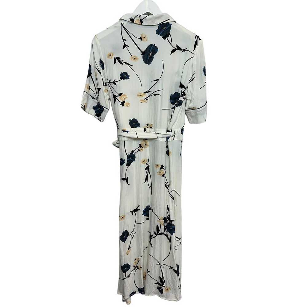 Ganni Dalton Crepe Wrap Dress Floral White Short … - image 2