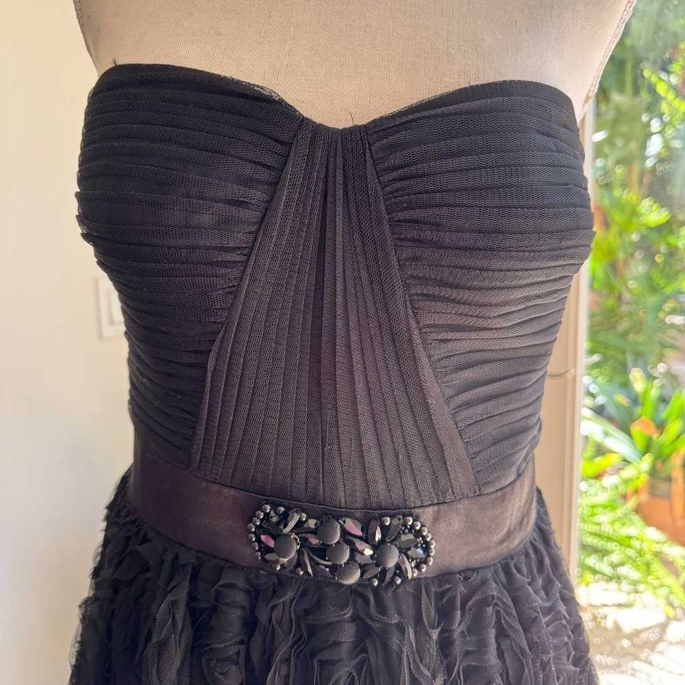 Adrianna Papell Black Strapless Rosette Gown - image 2