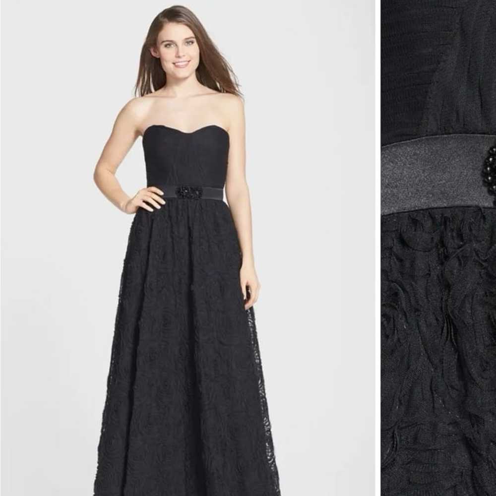 Adrianna Papell Black Strapless Rosette Gown - image 8