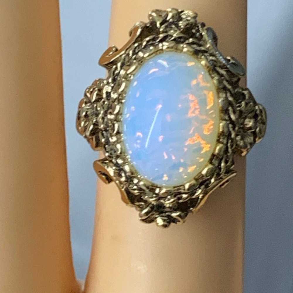 Vintage Faux Fire Opal Costume Cocktail Ring Sz 6… - image 1