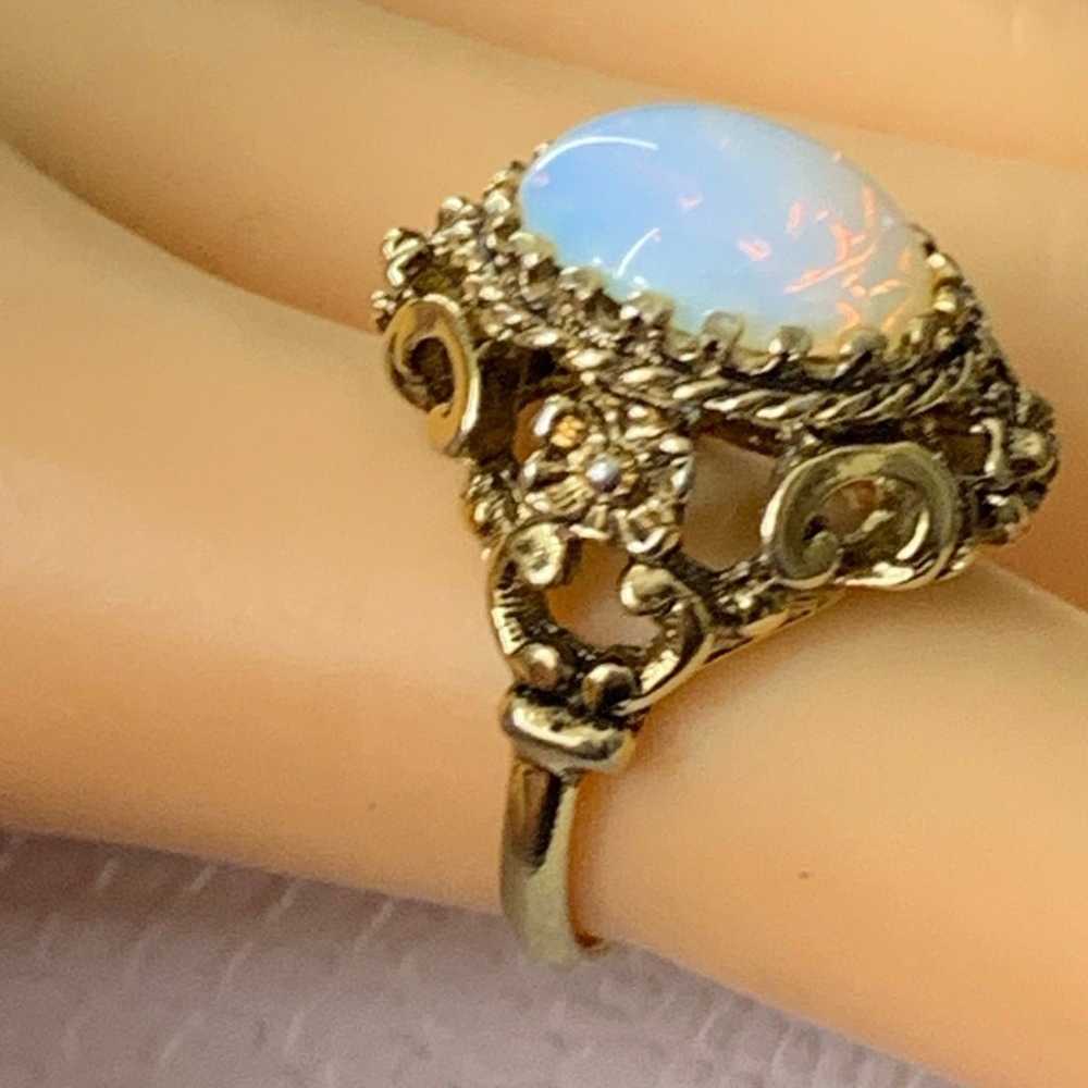 Vintage Faux Fire Opal Costume Cocktail Ring Sz 6… - image 2