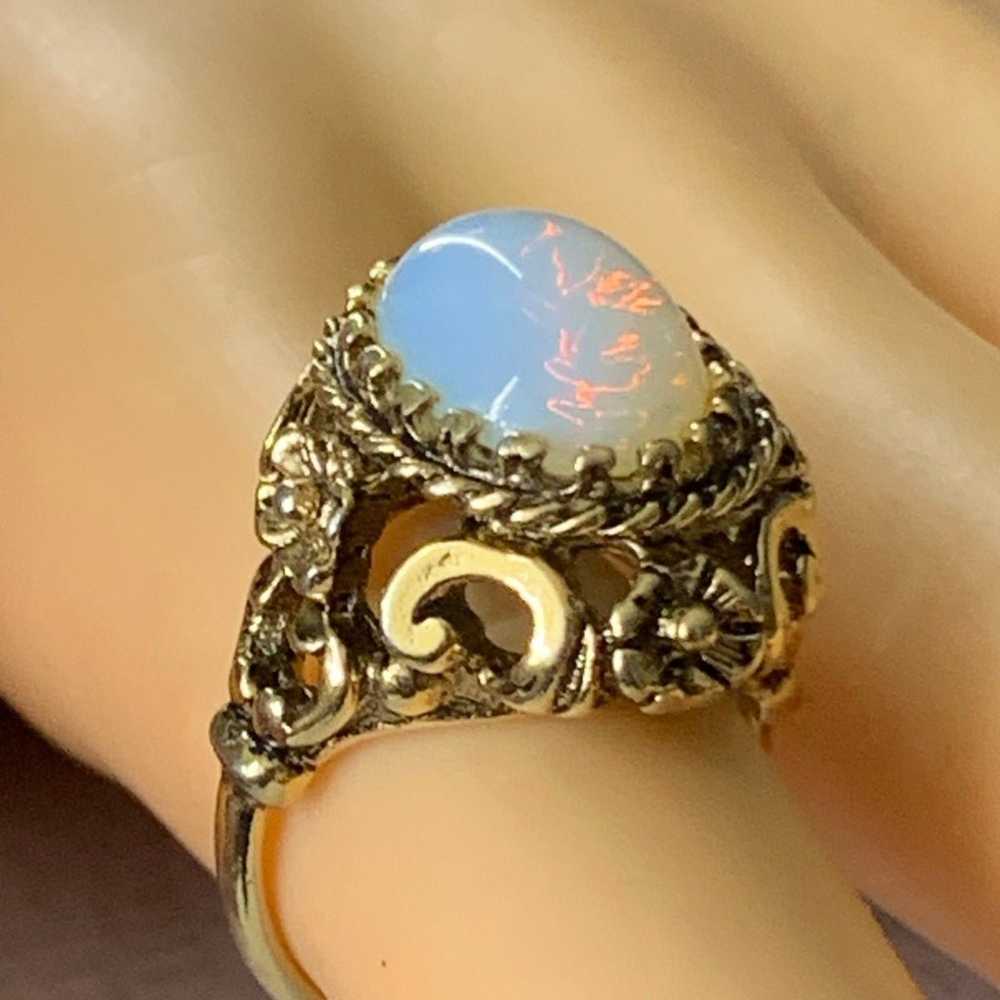 Vintage Faux Fire Opal Costume Cocktail Ring Sz 6… - image 5