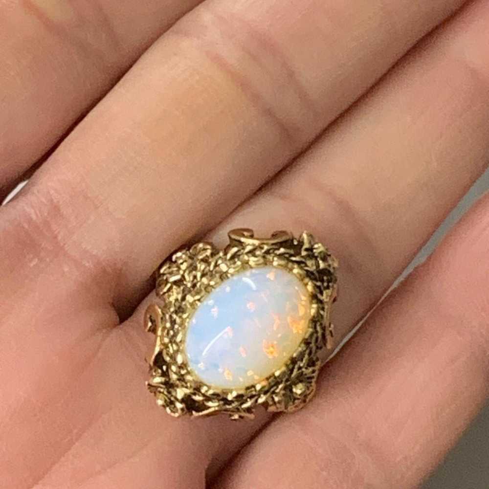 Vintage Faux Fire Opal Costume Cocktail Ring Sz 6… - image 8