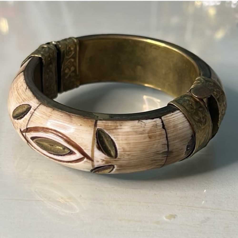 Vintage Carved Bone Bracelet - image 1