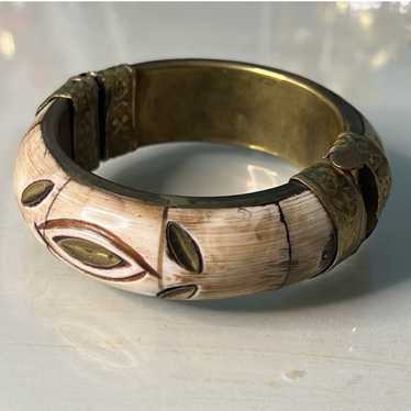 Vintage Carved Bone Bracelet - image 1