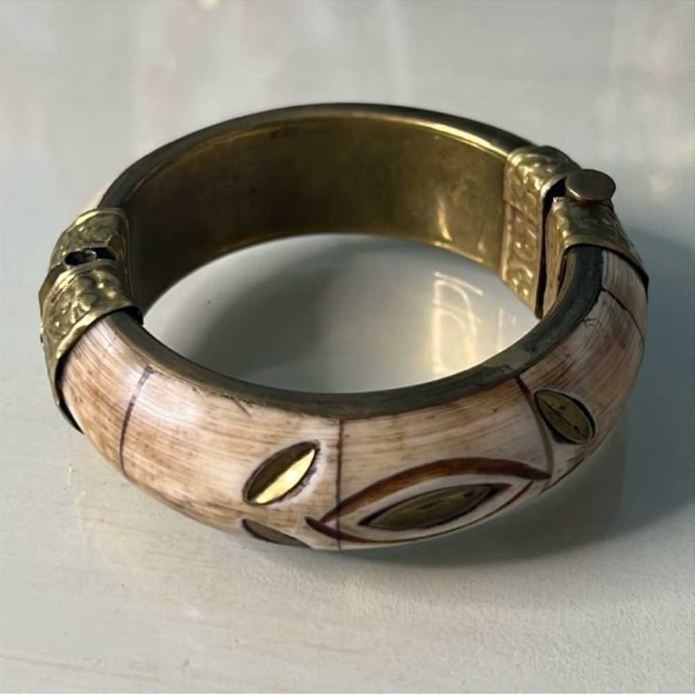 Vintage Carved Bone Bracelet - image 2