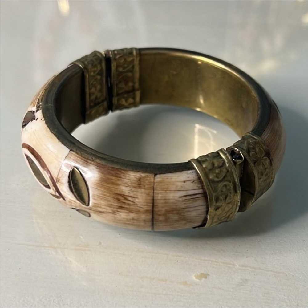 Vintage Carved Bone Bracelet - image 3