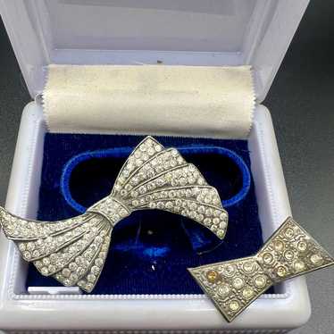 Large Vintage Paste and Rhinestone Bow Pin/Brooch,