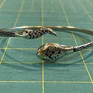 Vintage Silver Snake Cuff Bracelet Bangle - image 1