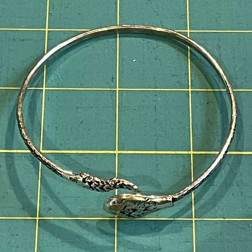 Vintage Silver Snake Cuff Bracelet Bangle - image 2