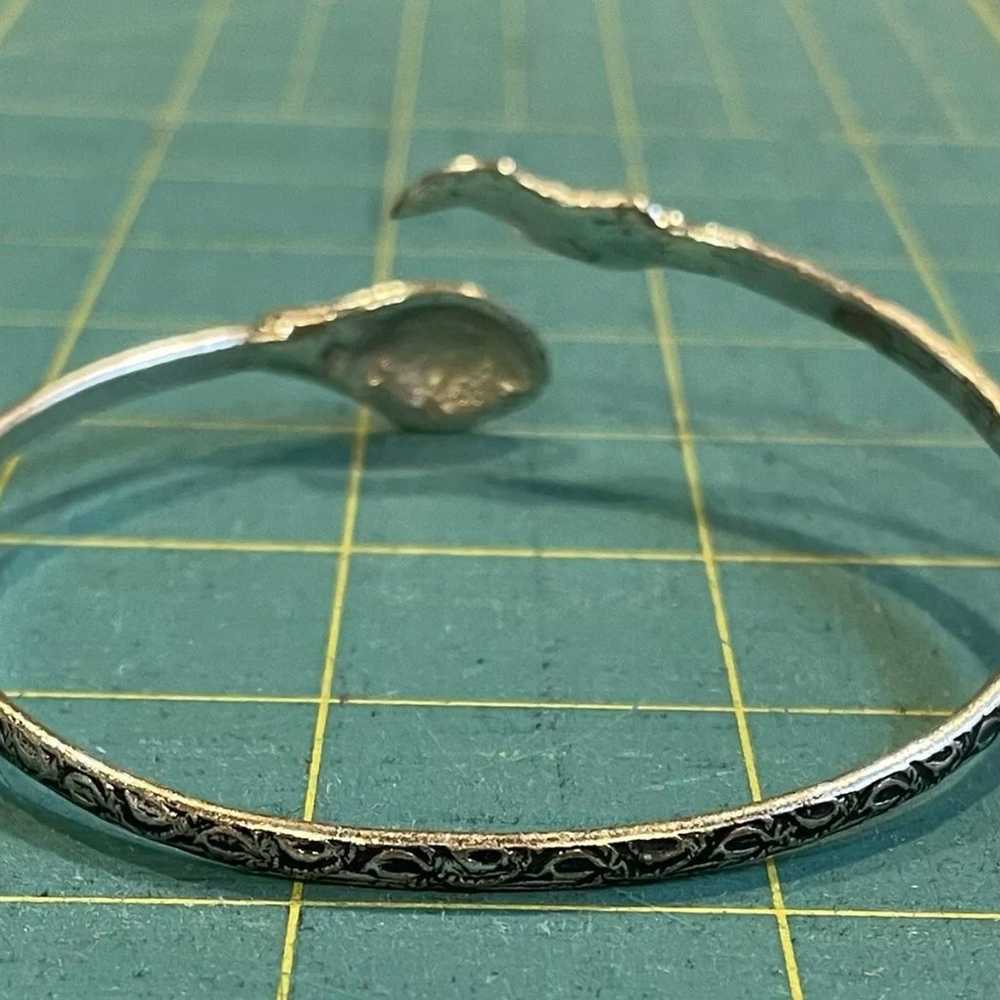 Vintage Silver Snake Cuff Bracelet Bangle - image 3