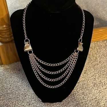 Vintage gold multi strand chain necklace