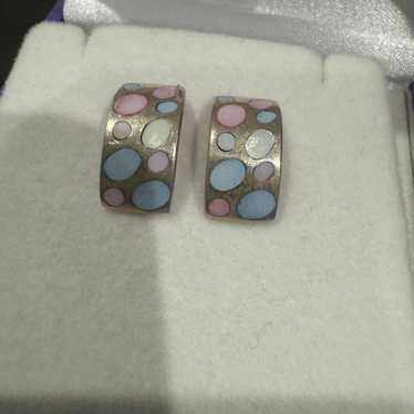 Vintage mother of pearl 925 sterling silver earrin