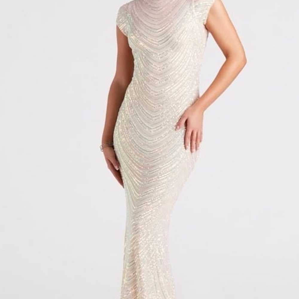 Justine Formal Sequin Mock Neck Mermaid Dress - image 1