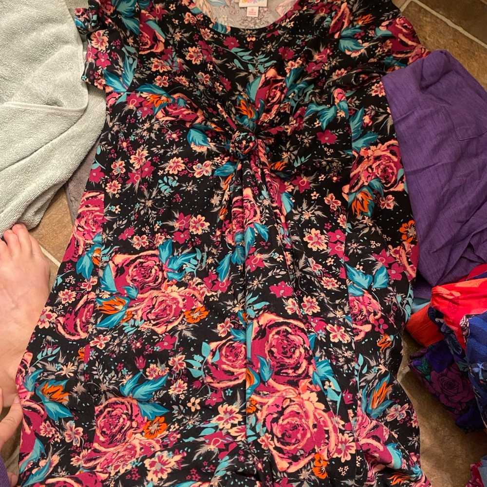 Rare vintage lularoe Carley dress roses print - image 2