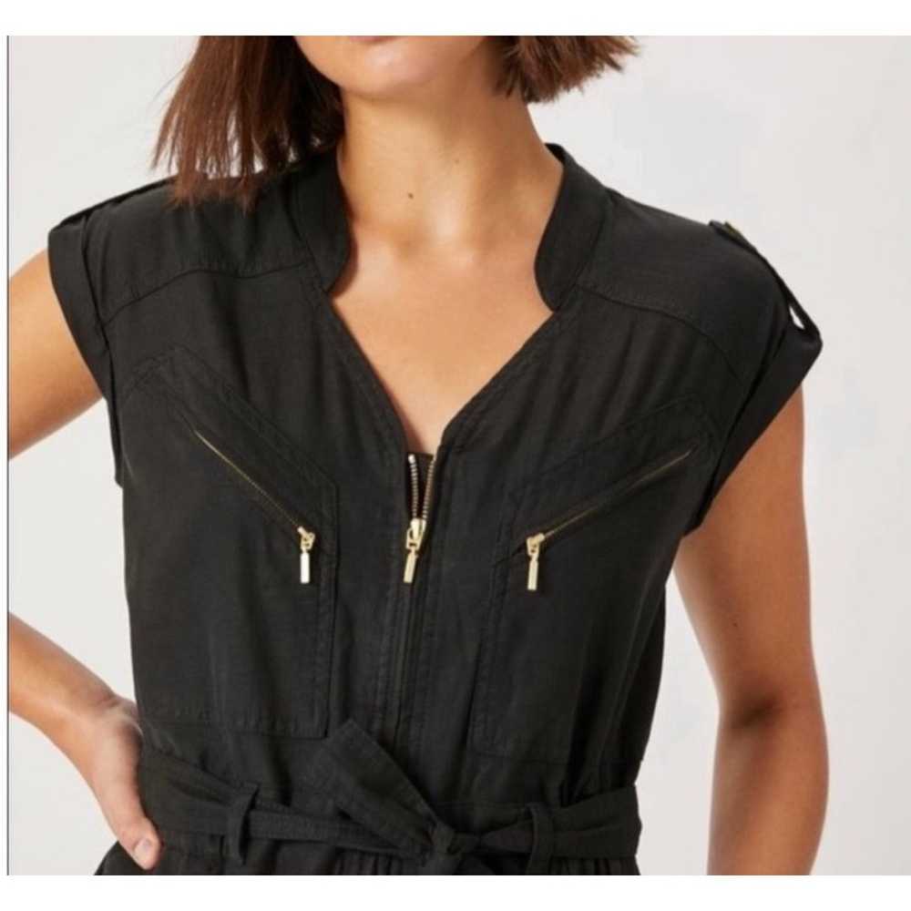 Anthropologie Black & Gold Utility Jumpsuit, Belt… - image 3