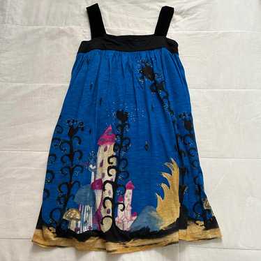 Tsumori Chisato Blue Black Fairy Tale Castle Dress