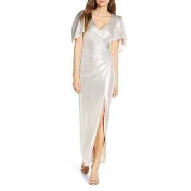 Eliza J Ruched Ivory/Silver Fitted Gown