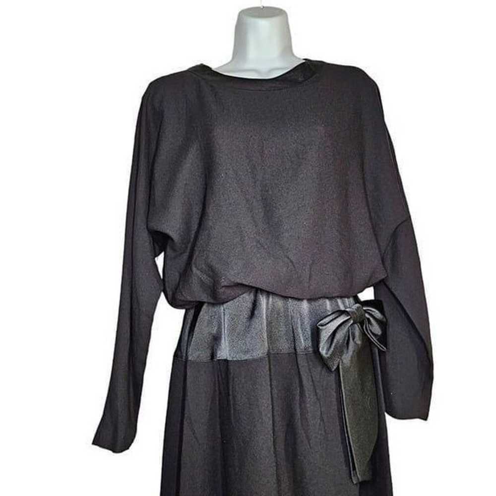 Vintage 60s Blouson Dress Womens Size Small Black… - image 1