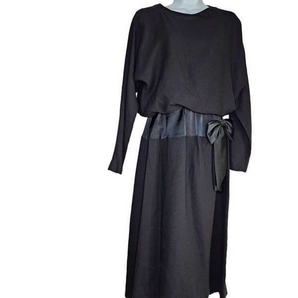 Vintage 60s Blouson Dress Womens Size Small Black… - image 2