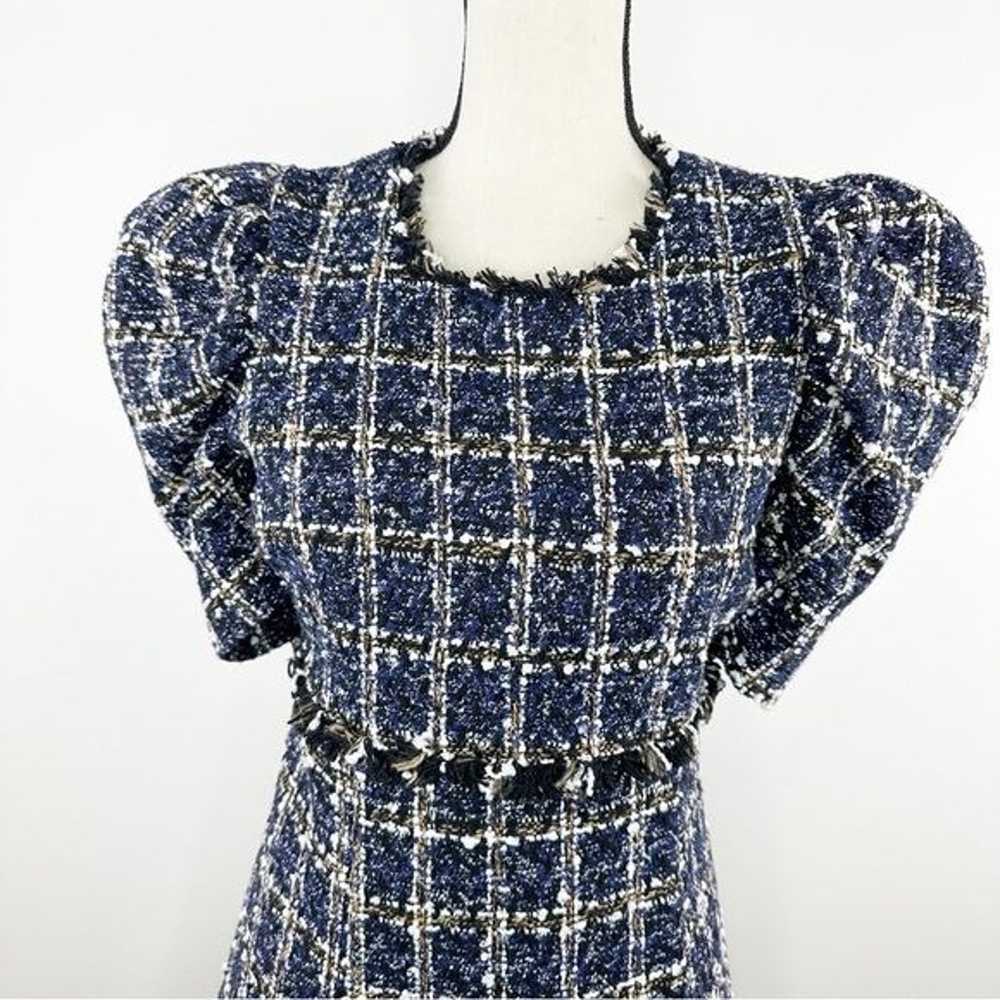 Likely Revolve Alia Tweed Multi Blue Puff Sleeve … - image 4