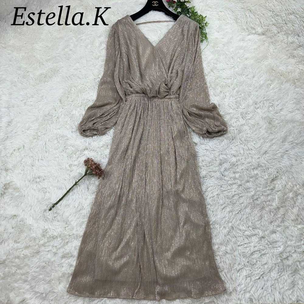 D176 Estella K Women's Long Dress Size F Gold Exc… - image 1