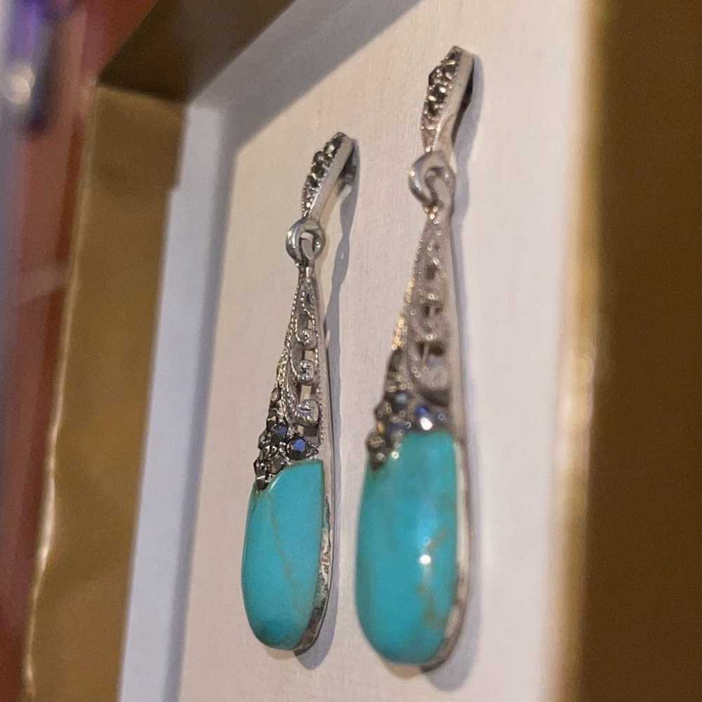 Genuine turquoise and marquisite earrings - image 2