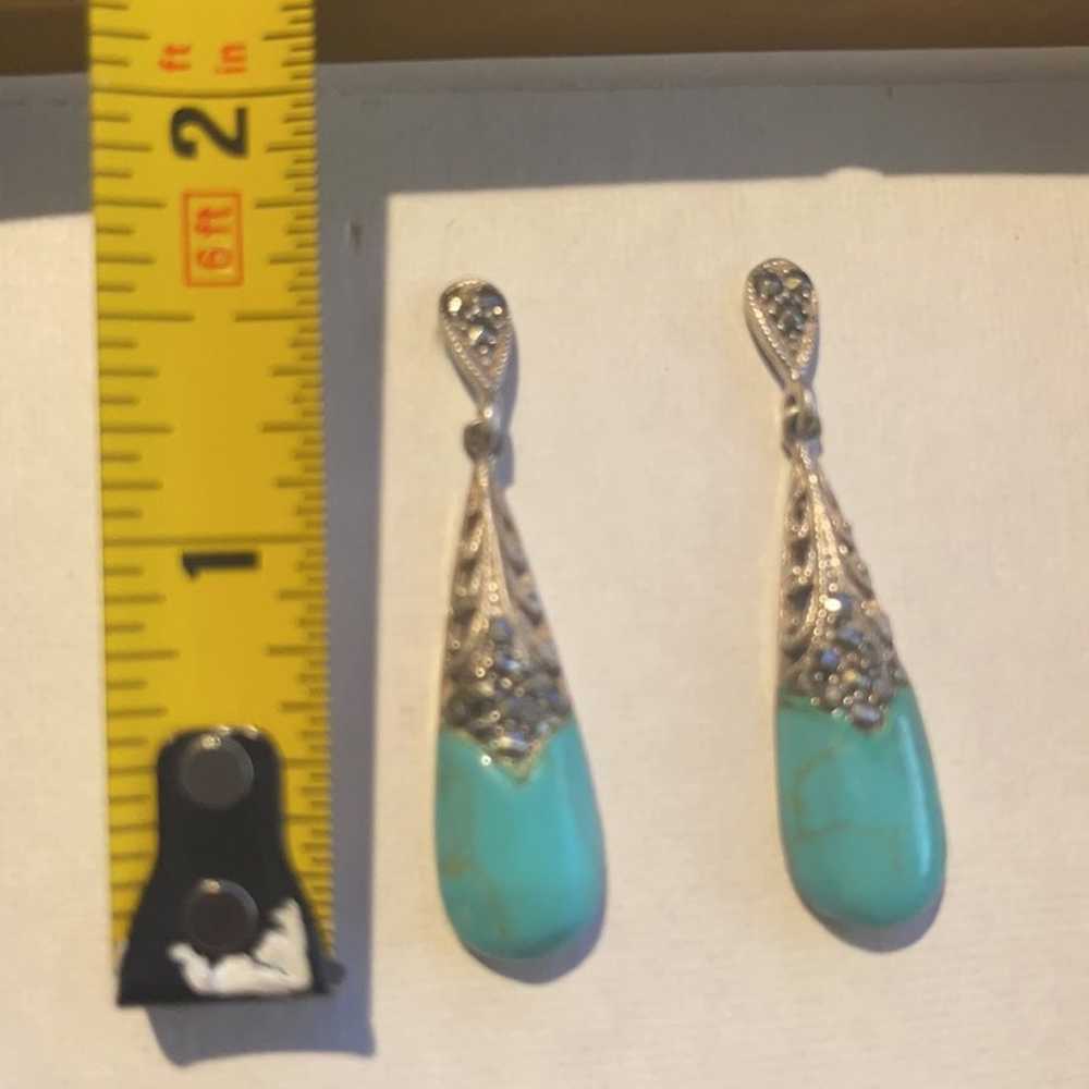 Genuine turquoise and marquisite earrings - image 4