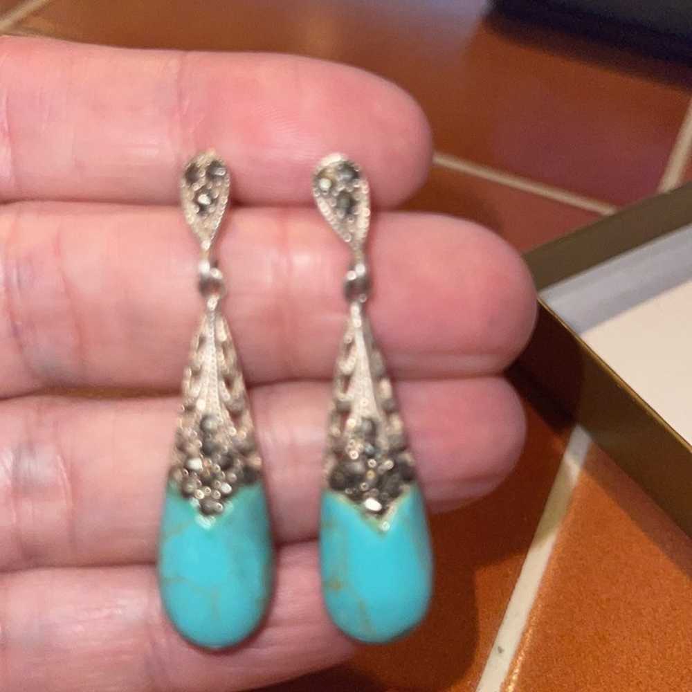 Genuine turquoise and marquisite earrings - image 6