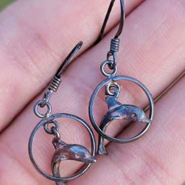 Adorable vintage 925 sterling silver dolphin jump… - image 1