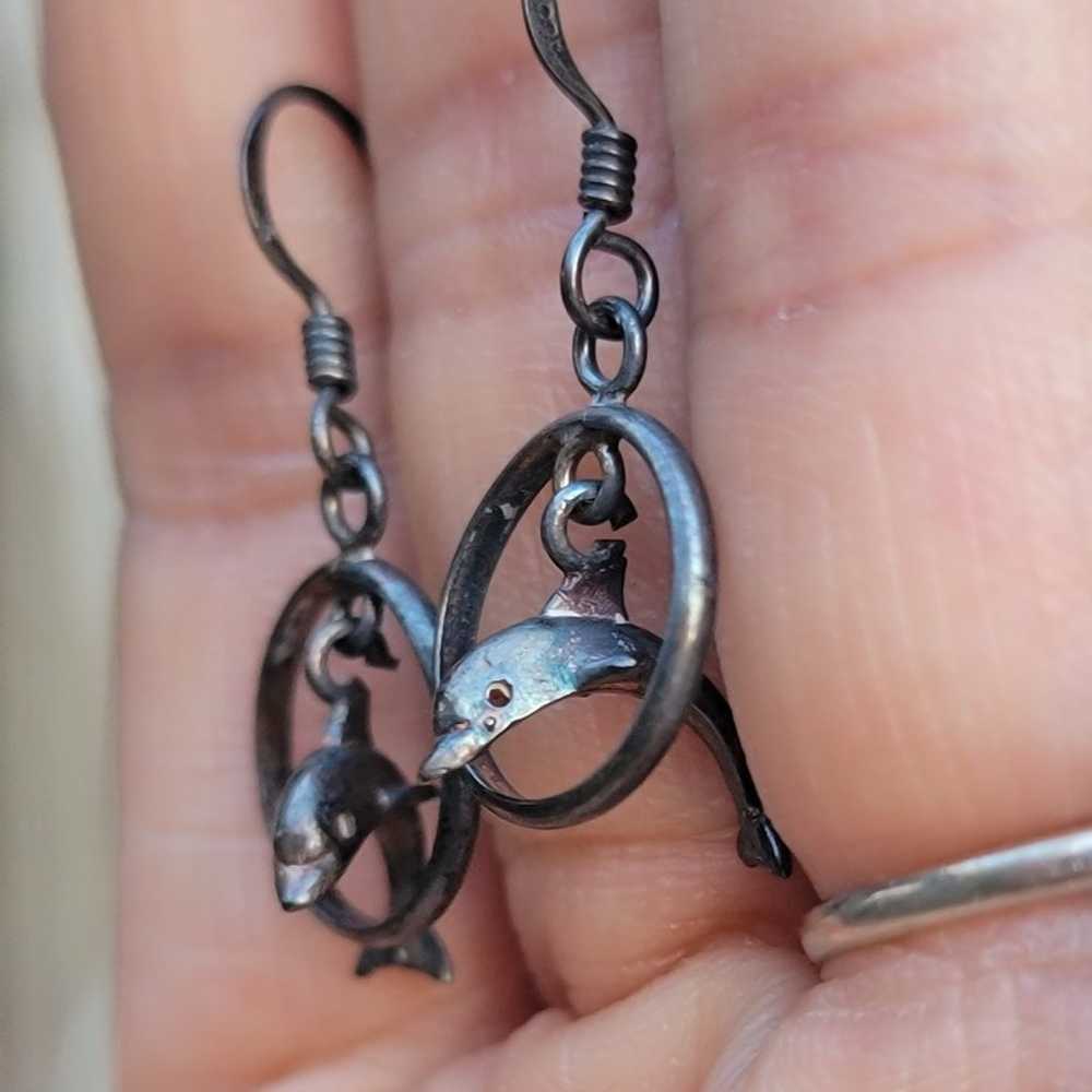 Adorable vintage 925 sterling silver dolphin jump… - image 2