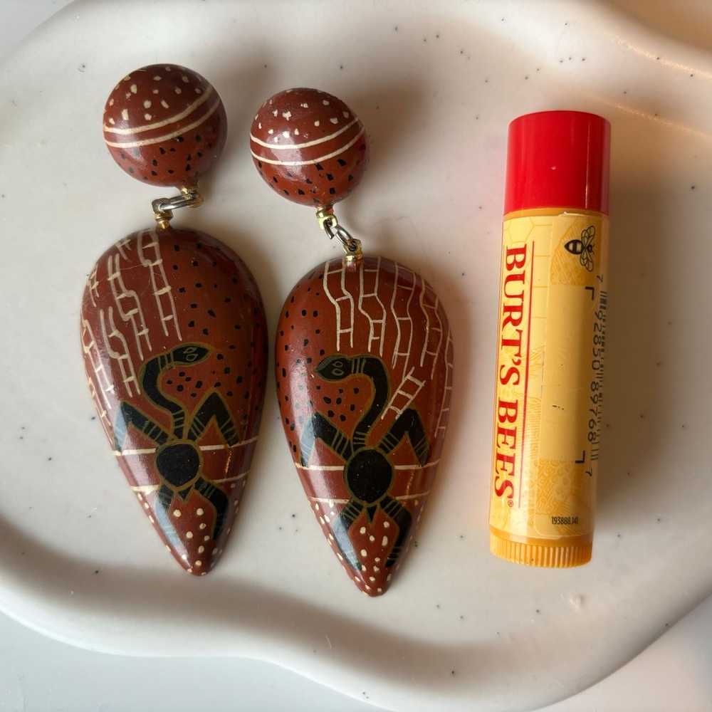 Wood Hand Painting Earrings - image 2