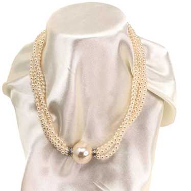 Elegant RMN Faux Pearl Multi Strand Bead Necklace… - image 1