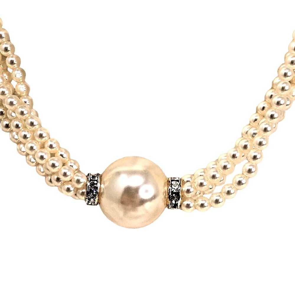 Elegant RMN Faux Pearl Multi Strand Bead Necklace… - image 2